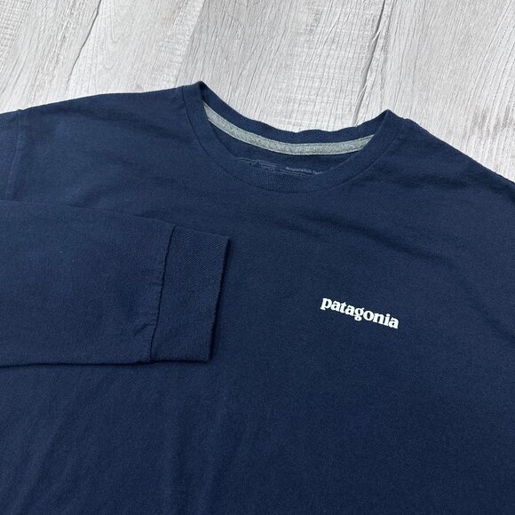 Patagonia Responsibili-tee Long Sleeve T-Shirt Men's Size L Bison Graphic Blue - Picture 2 of 11